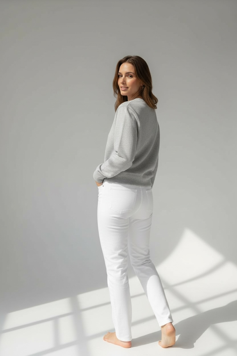 Sweatshirt de gola curta da Artigo Importado, com design casual, tecido confortável e cor cinza, vista frontal.